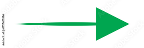 Simple green arrow pointing right isolated on white background.