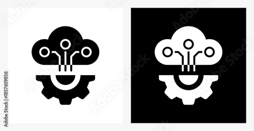 Cloud BPM icon sheet in black and white, filled style.