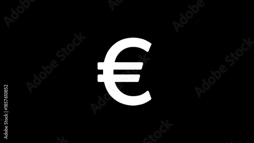 Animated euro symbol appearing and disintegrating
