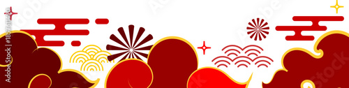Thin Gold Cloud Border Element for Elegant Lunar New Year Design