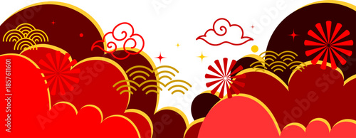 Golden Traditional Cloud Wave Border Inspired by Chinese Festival Decoration