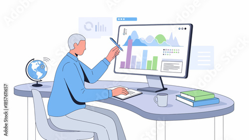 Man Analyzing Data on Computer Screen 9.