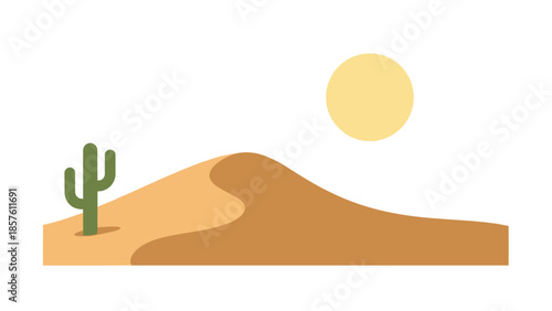 Ramadan Kareem desert scene with cactus and sun illustration