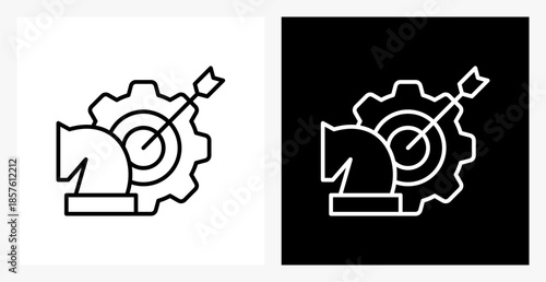 Strategy BPM icon sheet in black and white, line style.