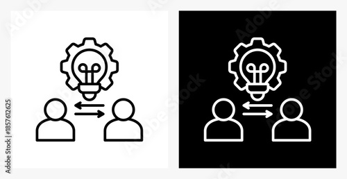 Crm BPM icon sheet in black and white, line style.