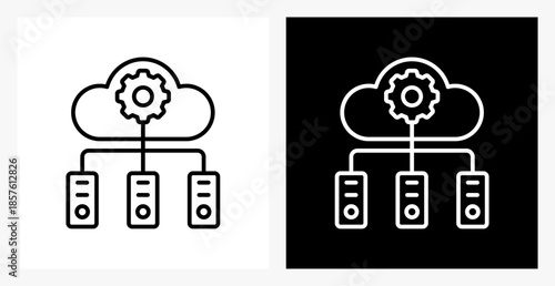Infrastructure BPM icon sheet in black and white, line style.
