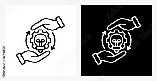 Development BPM icon sheet in black and white, line style.