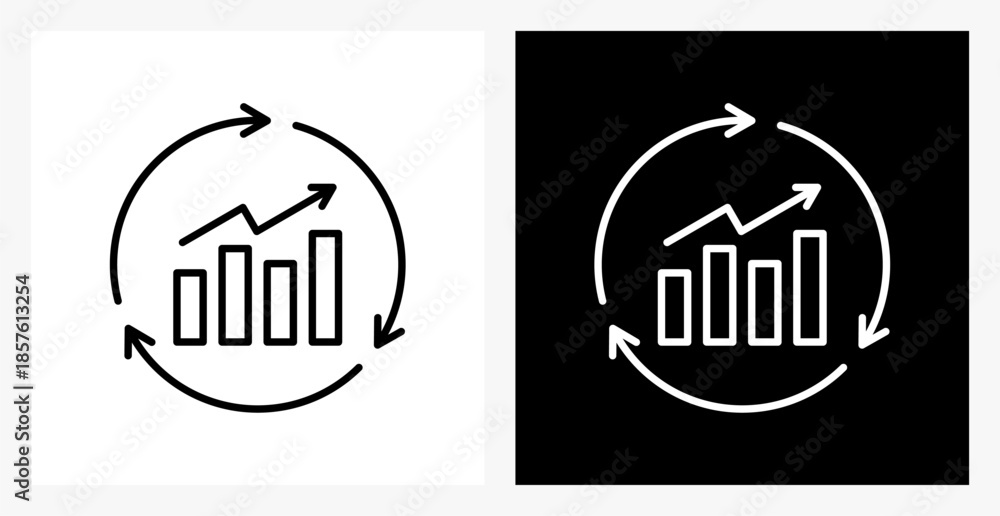 Fototapeta premium Continuous Improvement BPM icon sheet in black and white, line style.