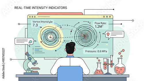 Scientist Analyzing Data on Computer Screen.