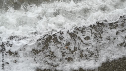beautiful wave on sea at storm at cloudy day. close up. Black sea