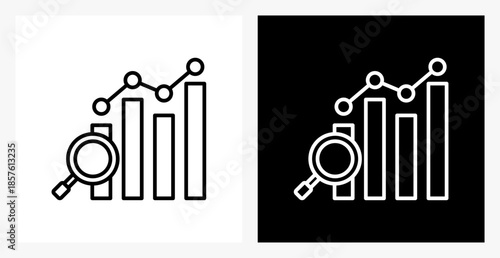Benchmarking BPM icon sheet in black and white, line style.