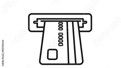Linear illustration of an atm machine dispensing a credit or debit card