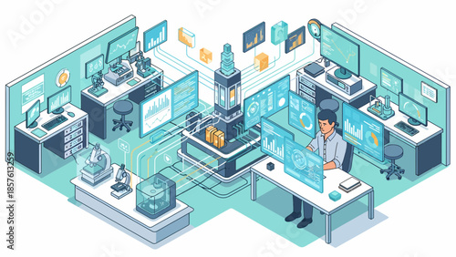 Scientist working in a modern laboratory.