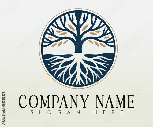 A logo featuring a tree as a symbol of faith, togetherness, and development.