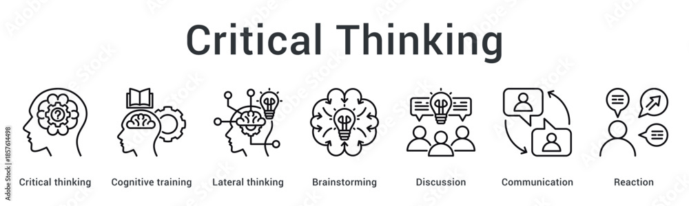 Εκτύπωση καμβά Critical thinking banner web icon develops cognitive and lateral thinking through brainstorming discussions and communication reactions