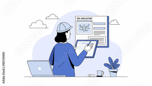Woman Architect Working on Tablet Computer.
