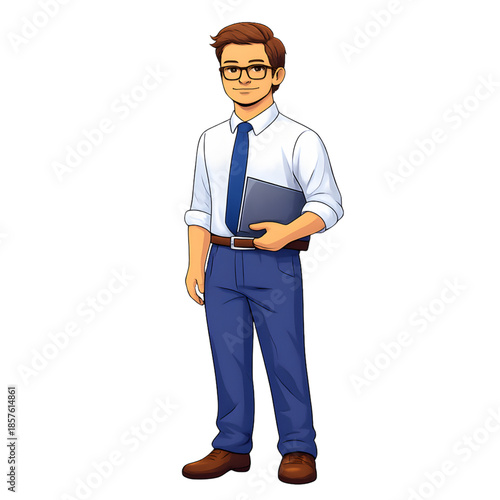 Professional Office Employee Holding Folder - AI Generated