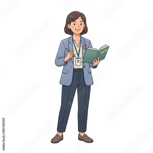 Professional Office Staff Holding Book and ID Card - AI Generated