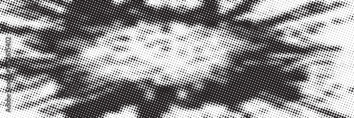 Grunge halftone gradient texture. Fading grit noise background. Sandy gritty wallpaper. Retro pixelated backdrop. Black and white anime or manga comic overlay. Vector textured graphic design