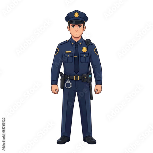 Uniformed Police Officer Standing Front View - AI Generated