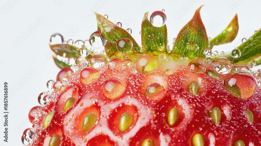 custom made wallpaper toronto digitalA close-up shot of a fresh, juicy strawberry covered in water droplets AI Generative