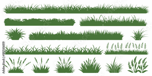 Various green grass silhouettes for landscaping designs