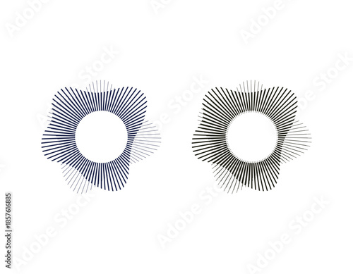 Circular Digital Audio Waveform Equalizer Backgrounds in Black and Blue. Circular Sound waves. audio music round symbol
