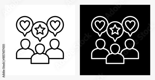 Engagement BPM icon sheet in black and white, line style.