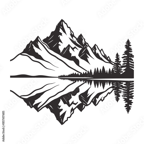 Mountain reflection in calm lake