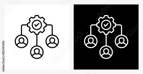 Workflow BPM icon sheet in black and white, line style.