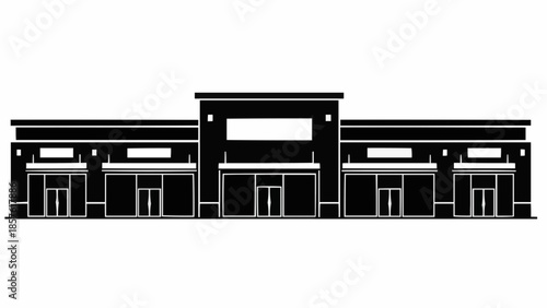 Silhouette of a Commercial Building with Multiple Storefronts.