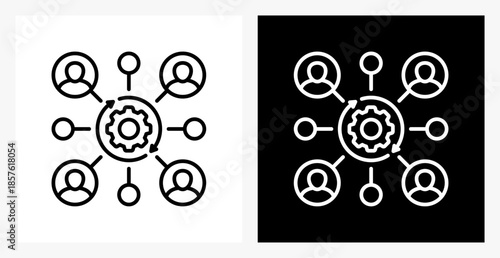 Integration BPM icon sheet in black and white, line style.