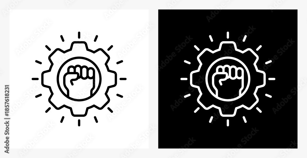 Fototapeta premium Empowerment BPM icon sheet in black and white, line style.
