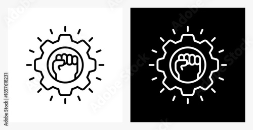 Empowerment BPM icon sheet in black and white, line style.