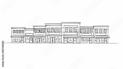 Detailed Sketch of a Commercial Building Facade.