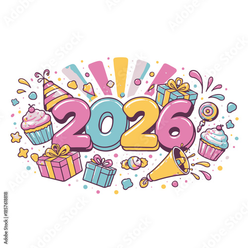 Happy New Year 2026 Illustration