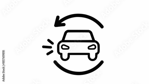 Car icon with circular arrows indicating rotation or service.