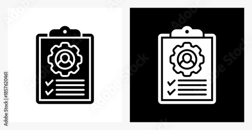 Job Description BPM icon sheet in black and white, filled style.