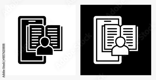 Digital Learning BPM icon sheet in black and white, filled style.
