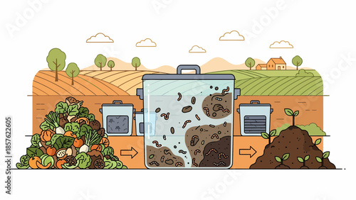 Compost Bin with Organic Waste Decomposing.