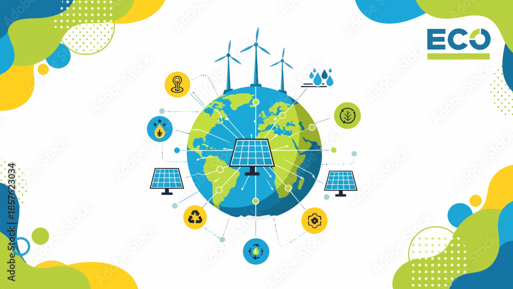 Fototapeta premium Eco Friendly Globe with Renewable Energy.