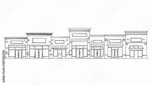 Architectural Sketch of a Commercial Building Facade.