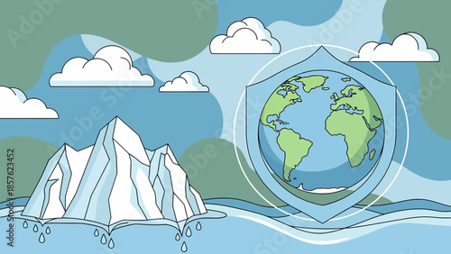 Globe Shield Protection Earth Safety Concept.