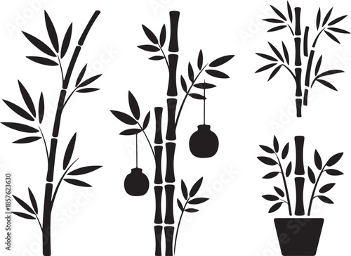 Stylized bamboo silhouettes