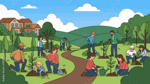Group of People Planting Trees Together 2.