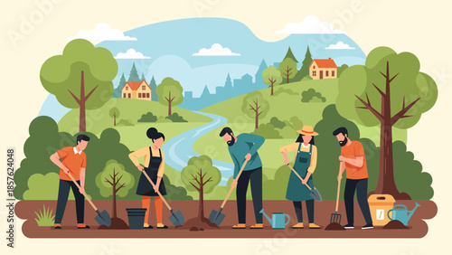 Group of People Planting Trees Together 1.