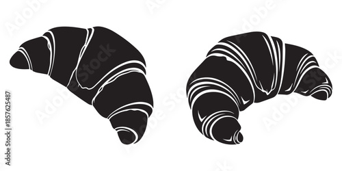 Simple Black Silhouette Croissant Pastry Icon, Silhouette croissant on a white background. croissant icon black silhouette vector illustration, black silhouette a croissant on white background. pro