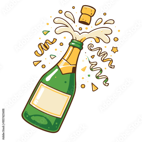 Champagne Bottle Celebration Illustration