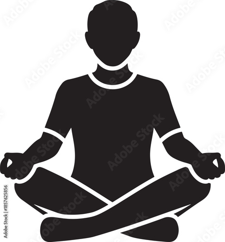 Silhouette Icon of a Person in Lotus Meditation Pose
