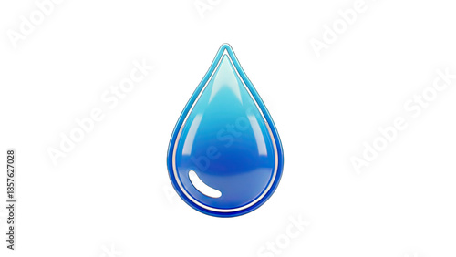 3D Rendered Water Drop on White Background